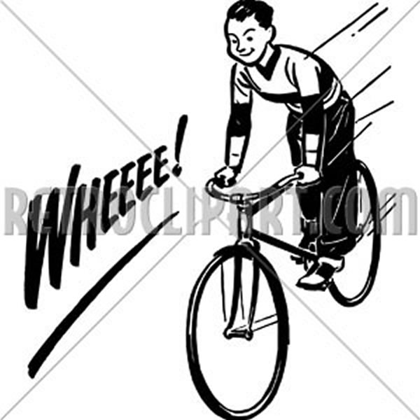 riding bicycle clipart black and white