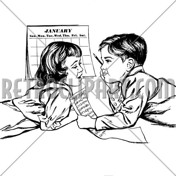 Boy Writing New Years Resolutions