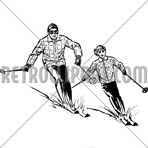 Couple Skiing