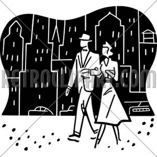 Couple Strolling Through City