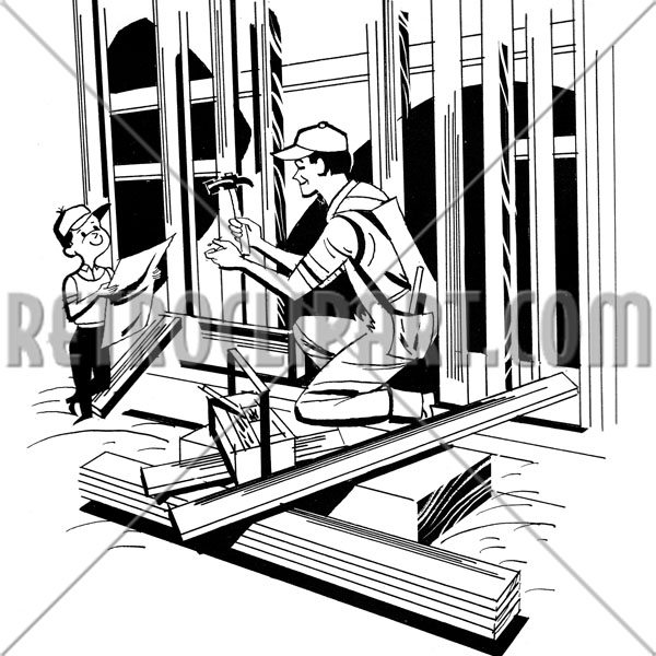 Father With Son Building House