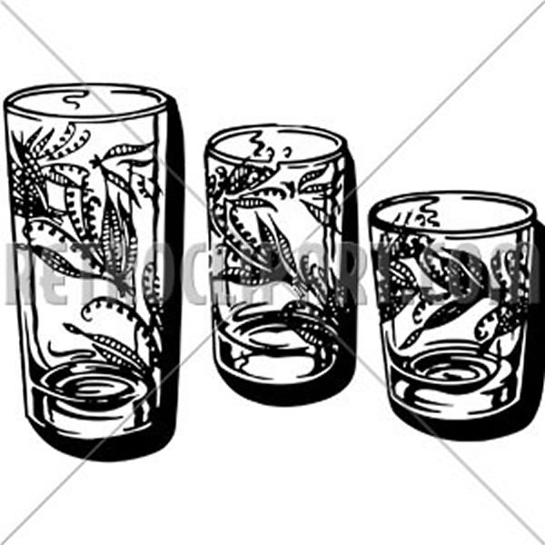 Glasses With Etched Pattern