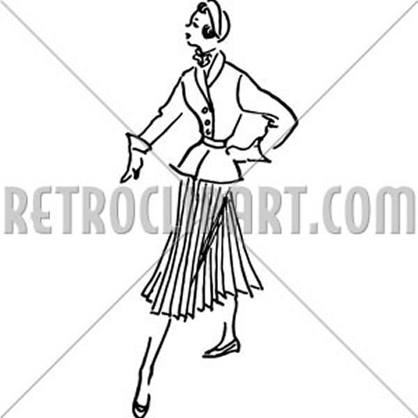 Lady In Pleated Skirt