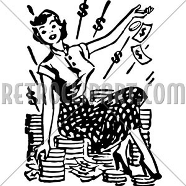 Lady On Pile Of Cash