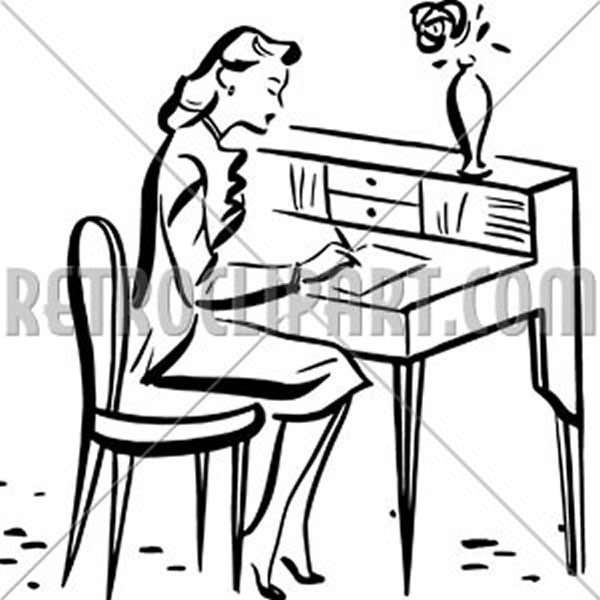 Lady Writing At Desk