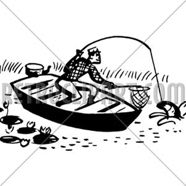 Man In Boat Catching Fish