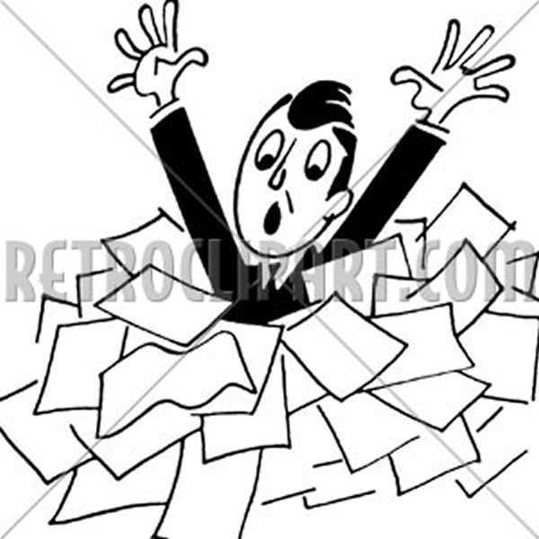 Man Drowning In Papers