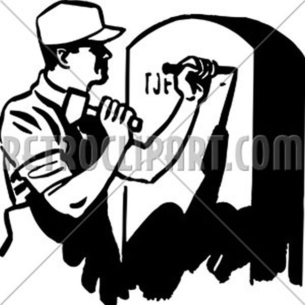 Man Engraving Tombstone