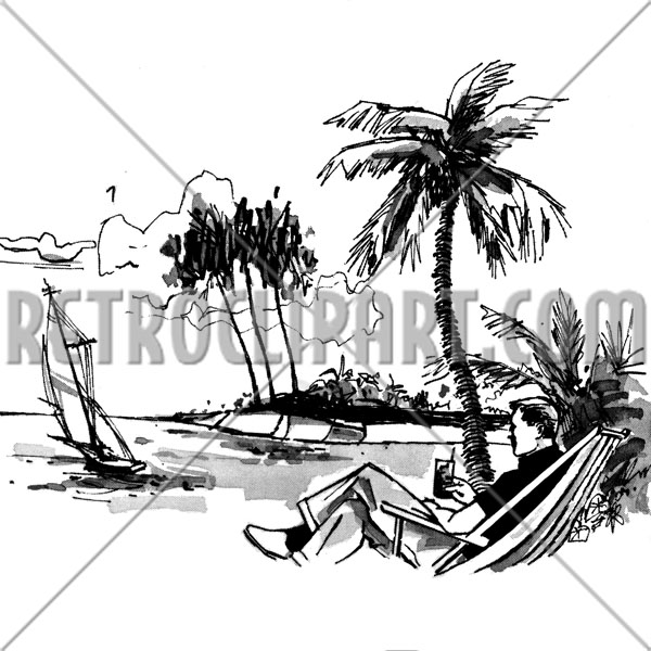 Man Relaxing On Tropical Beach