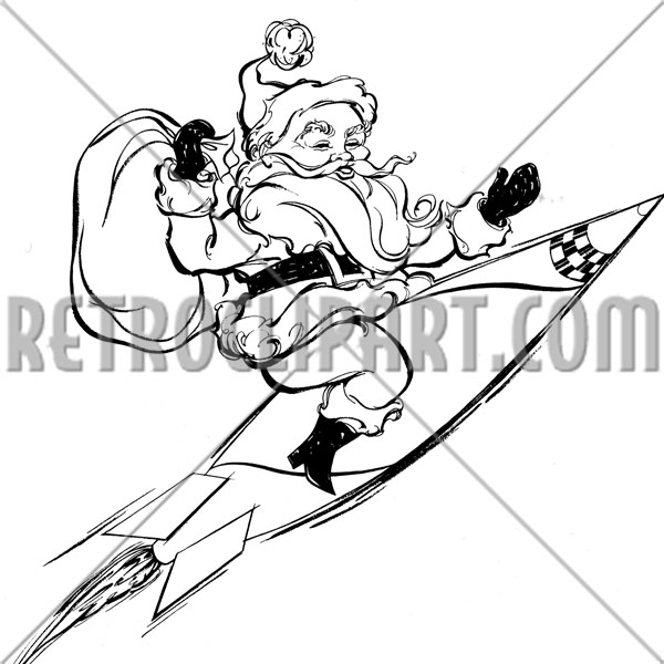Santa Riding Rocketship