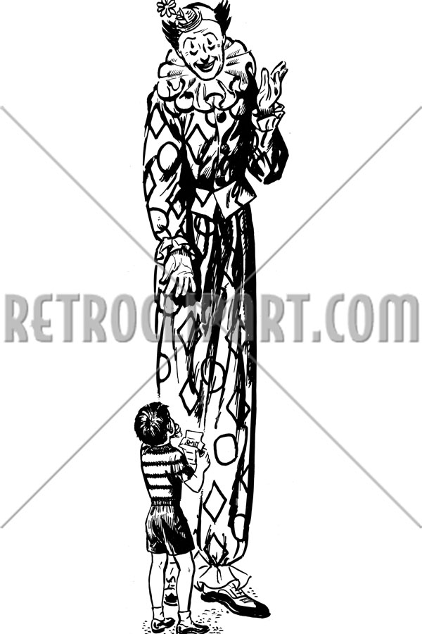 Tall Clown With Little Boy