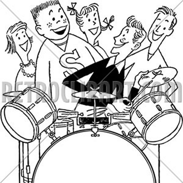 Teens With Drum Set