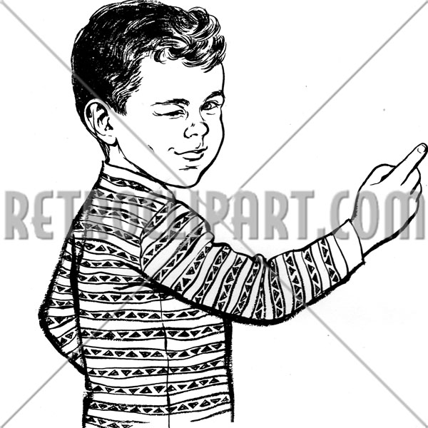 Winking Boy Pointing