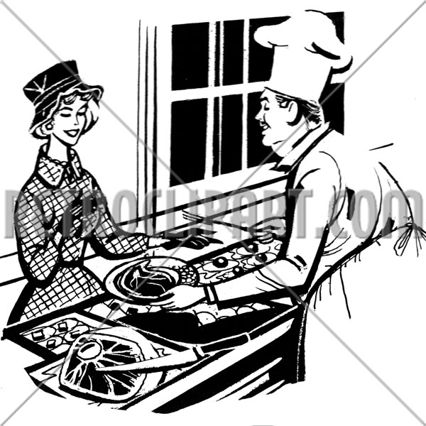 Woman At The Buffet Counter